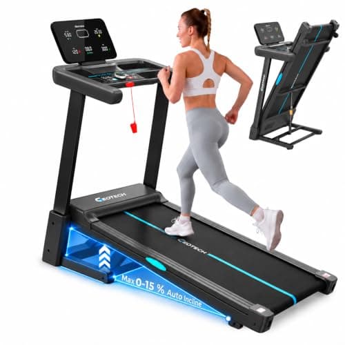 GEOTECH Foldable Treadmill for Home with 15% Auto Incline