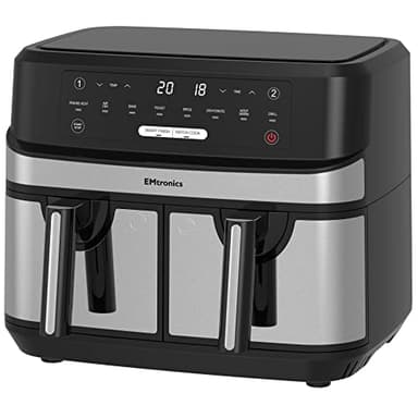 EMtronics EMAFDD9LSL Dual Air Fryer Extra Large Family Size D…