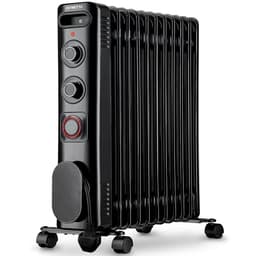 NETTA Oil Filled Radiator 2500W Electric Heater, 24H Timer, Silent - Black