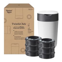 Tommee Tippee Twist & Click Nappy Bin Starter Set Odour & Ger…