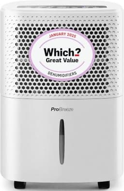 Pro Breeze® 12L/Day Dehumidifier with Automatic Humidity Sensor & Display, Sleep Mode, 24-hour Timer, Laundry Drying, Large Tank - WHICH? BEST BUY DEHUMIDIFIER AWARD