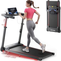 Toputure 6 in 1 Folding Treadmill with Retractable Handrail