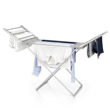 Status 230W Heated Winged Clothes Airer, Foldable Aluminium Electric Drying Rack with 20 Rails and 94cm Wingspan, Low-Energy Indoor Laundry Dryer Stand, Silver (AHCA-230W1PKB)