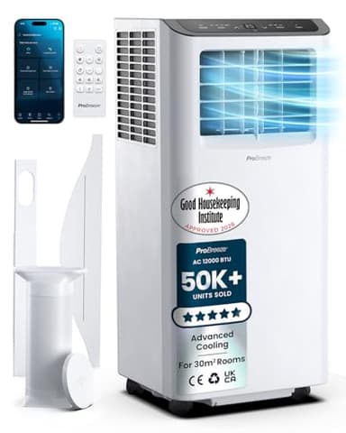 Pro Breeze® 14000 BTU Portable Air Conditioner - Smart Home WiFi Compatible with 24-Hour Digital Timer, Smart Display & Window Venting Kit Included - Air Conditioning Unit for Home & Office