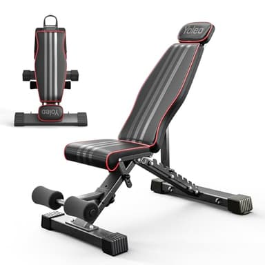 YOLEO Adjustable Weight Bench 375KG – Extended 82cm Backrest …