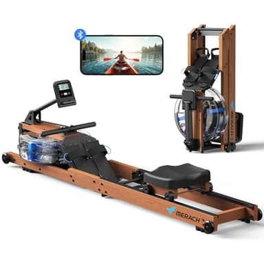 MERACH Foldable Wood Rowing Machine for Home Gym