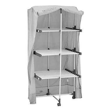 BLACK+DECKER 3-Tier Heated Clothes Airer with Cover & Wheels, 300W