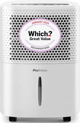 Pro Breeze® 12L/Day Dehumidifier with Automatic Humidity Sensor & Display, Sleep Mode, 24-hour Timer, Laundry Drying, Large Tank - WHICH? BEST BUY DEHUMIDIFIER AWARD