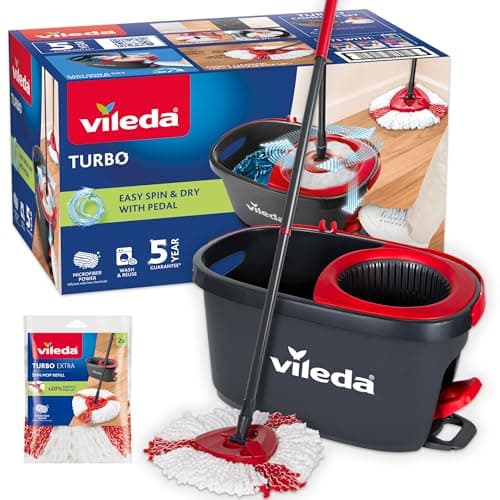 Vileda Turbo 2in1 Spin Mop & Bucket (Foot Pedal + Extra Refills)