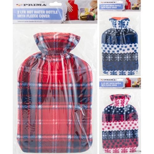 3-Pack 2L Hot Water Bottles with Fleece Covers